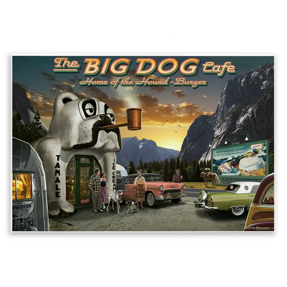 Stupell Industries Big Dog Cafe Scenery Transportation Painting Unframed Art Print Wall Art, 15 x 10