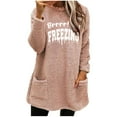 thumbnail image 3 of Women's Winter Long Sleeve Loose Fit Blouse Tops Shirts Round Neck Solid Color Warm Casual Daily Wear Loungewear Holiday Outfits Fashion Essential Gift for Women | CSEONE,Pink XL, 3 of 9