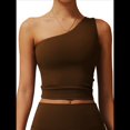 thumbnail image 1 of Camisetas Sin Mangas con un Solo Hombro para Mujer, Corte Entallado, Estilo Y2K Marrón M, 1 of 10
