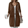 thumbnail image 2 of Karoyedx Womens Sweatshirt Women's Zip Up Hoodies Long Sleeve Long Tunic Sweatshirts Oversized Fleece Casual 2025 Fall Jacket Coat with Pocket Brown Size,L, 2 of 4