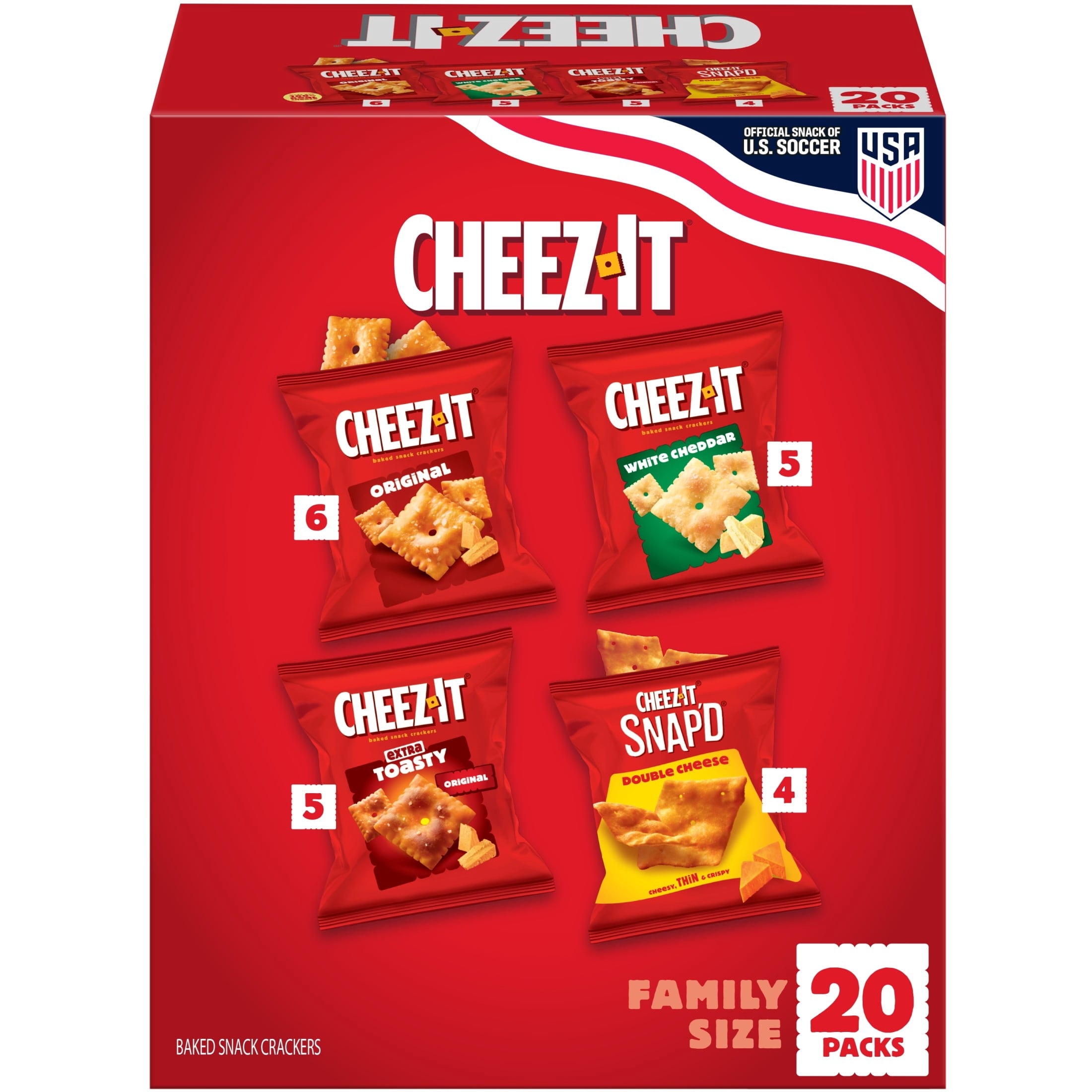 (4 pack) Cheez-It Variety Pack Cheese Crackers, Baked Snack Crackers, 20 Count