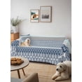 thumbnail image 6 of Boho Blue Aqua Couch Cover Sofa Covers 3 Cushion Sectional Couch, Geometric Stripes Tribal Bohemia Retro Washable Sofa Covers Slipcover Sectional Sofa Cover, Furniture Protector 71"x150", 6 of 9