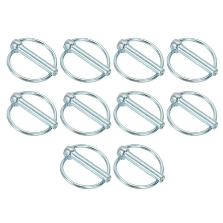 M8x45 mm Tractor Lynch Pin with Ring, 10Assortment Kit Lock Pin Clips for Tractors Trailer Trucks, Silver Tone