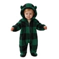 thumbnail image 2 of Gamivast Romper Jumpsuit Baby Fleece Plaid Sherpa Winter Snowsuit Toddler Warm Hooded Outerwear with Cute Bear Ears Full Zip Outfit for Infant, 2 of 6