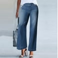 thumbnail image 5 of New Wide Leg Jeans For Women Seamed Front Wide Leg Jeans Solid Color Casual Fashion Trousers（with Sunglasses）, 5 of 5