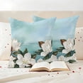 thumbnail image 3 of White Floral Pillow Covers 2 Pack Spring White Magnolia Vintage Plants Farmhouse Farm Blue Pillowcase Waterproof Outdoor Throw Pillow Cover for Patio Garden Square Cushion 16”x16”, 3 of 9