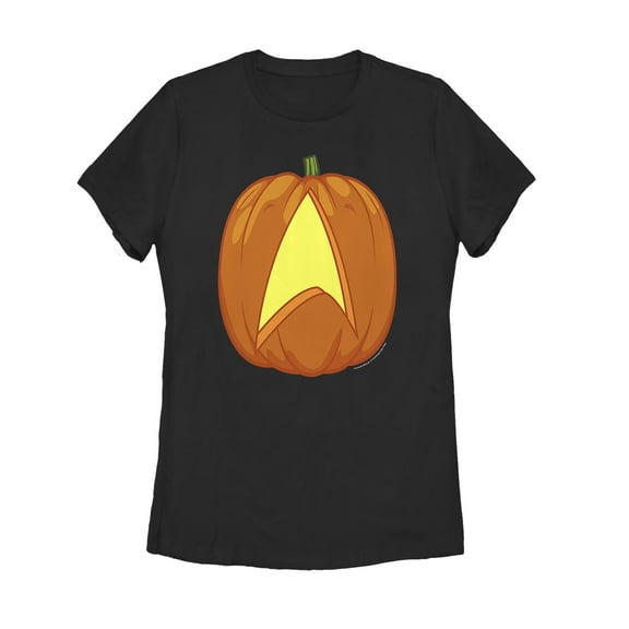 Women's Star Trek Halloween Starfleet Pumpkin  Graphic Tee Black Small