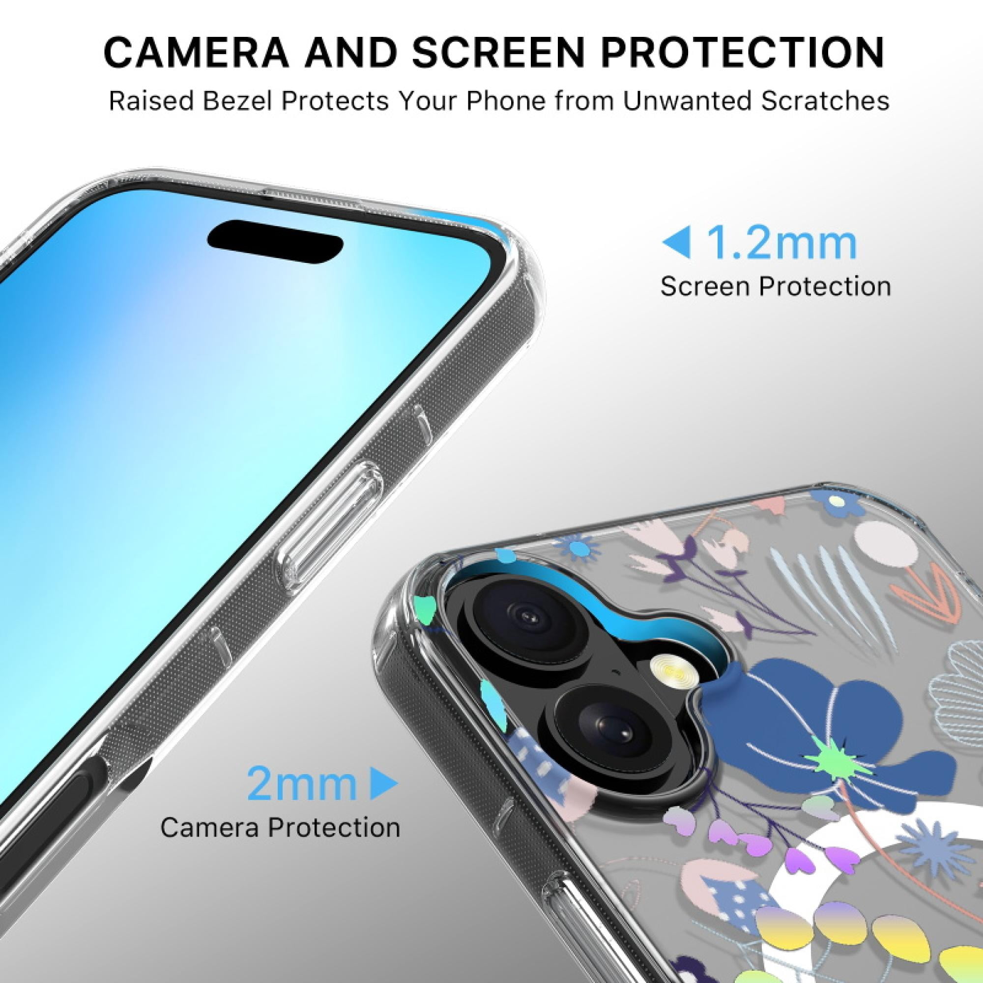 Magnetic Charging-Compatible Case for iPhone 16 Plus – Blossom Meadow | Elegant Floral Design with Drop Protection