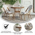 thumbnail image 4 of Flash Furniture Indoor/Outdoor Commercial French Bistro 31.5" Table, White and Gray PE Rattan, Glass Top with 2 Stack Chairs - Natural Frame, 4 of 10