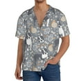 thumbnail image 3 of Xecao offers the Cute Dog And Flowers for Men's Casual Short-sleeved Shirt, a button-up collared shirt with a pocket, perfect for beach vacations and yacht travel in the 4X-Large size., 3 of 7