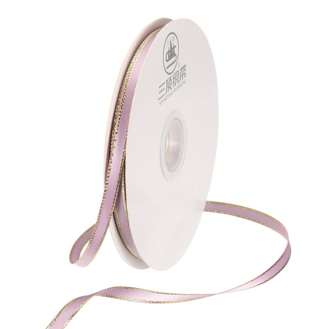 50 Yards Purple Satin Ribbon Polyester with Gold Edge for Gift Wrapping Wedding Decoration, 1 Roll