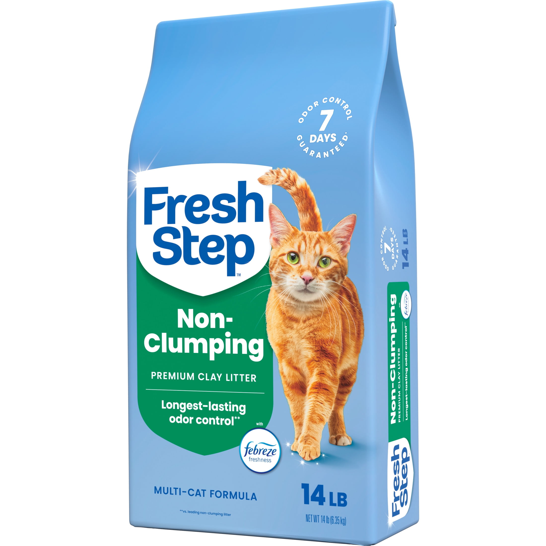 Fresh Step Non-Clumping Multi-Cat Premium Clay Cat Litter, Febreze Freshness Scent, 14 lb Bag