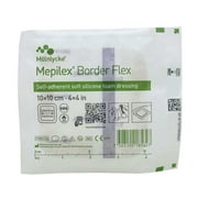 Mepilex Border Flex - Self-Adherent Soft Silicone Foam Dressing, 4 Inches x 4 Inches, Tan, Sterile, 5 Count