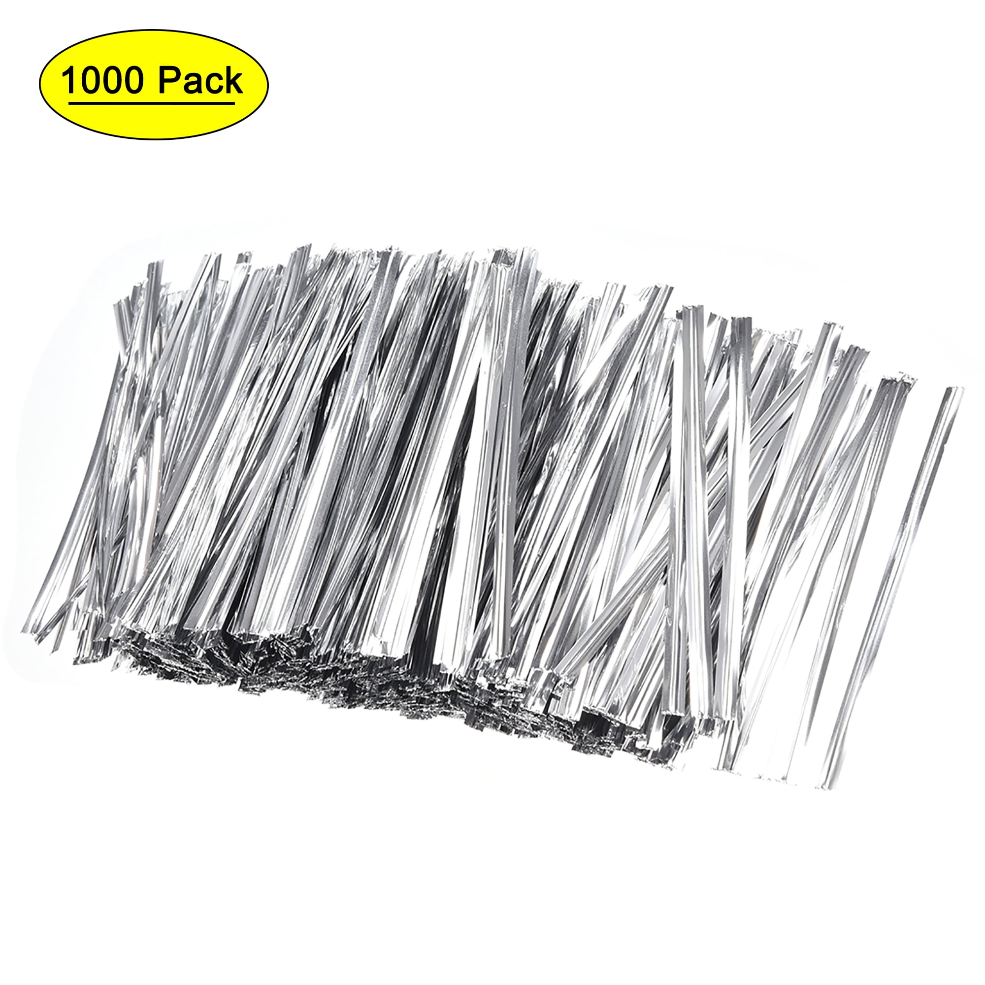 Uxcell 2.4 Inches Plastic Closure Twist Ties Silvery 1000Pack