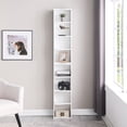thumbnail image 2 of 8-Layer Adjustable Shelf Ultra-Thin Bookshelf with Wavy Border Design, Tall Narrow Display Bookcase for Home Office, White, 2 of 15