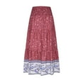 thumbnail image 4 of Women's Floral Printed Boho Elastic High Waist Pleated A-Line Maxi Skirts Trendy Beach Skirt Vacation Outfit, 4 of 5