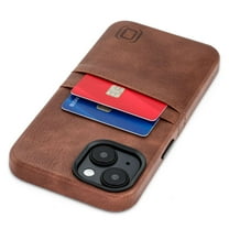 Dockem Card Case for iPhone 14 with Built-in Metal Plate for Magnetic Mounting & 2 Pockets: Exec M2 (Brown)
