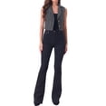 thumbnail image 2 of INSPIRE CHIC Women's Tweed Vest Notched Lapel Collar Sleeveless Vintage Plaid Crop Waistcoat, 2 of 6