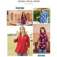 thumbnail image 5 of VERABENDI Women's Plus Size Tops 3/4 Sleeve Tunic Shirts A Buckle Decoration V-Neck Blouses,M-4XL, 5 of 5