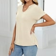 thumbnail image 6 of Weiqiqre Womens Summer Tops Oversized V Neck Tshirts Summer Ribbed Knit Short Sleeve Tunic Tops Casual Loose Fit Tee Shirts, 6 of 7