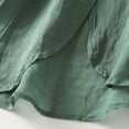 thumbnail image 4 of DuoJiaJ Women's Retro Linen Shirt Plus Size Solid Color Buttons Stand Asymmetrical Top Women’s V-Neck Tops Green, 4 of 5