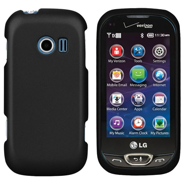 Black Protex Rubberized Hard Case Cover For Verizon Lg Extravert 2 Vn280 Phone Walmart Com