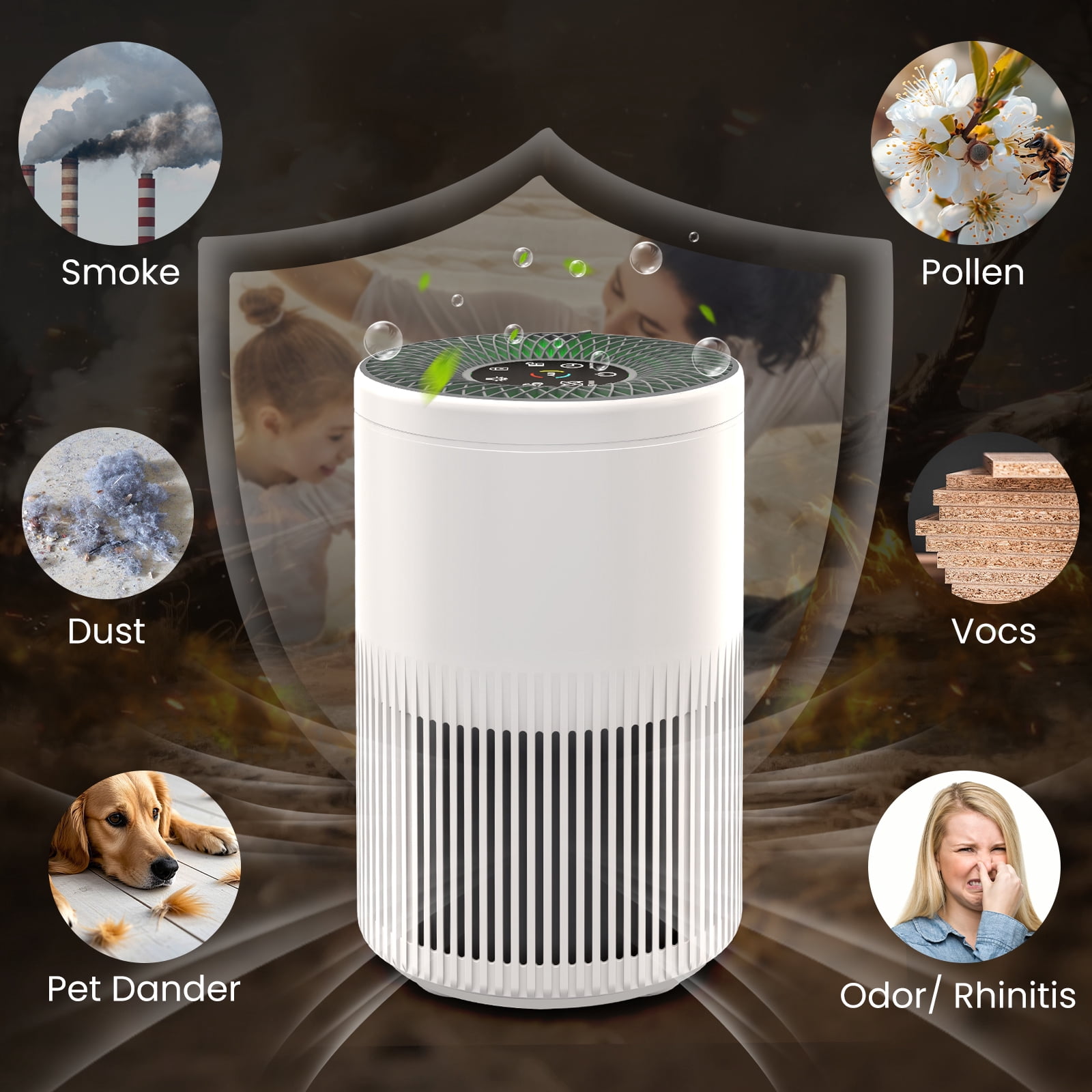 Air Purifiers for Home Cover Up to 1235 Ft², Air Cleaner with PM 2.5 Air Quality Monitor, APS1006 – UL