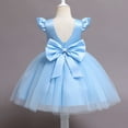 thumbnail image 4 of Gvdentm Girls Tutu Dress Lace Bowknot Princess Wedding Flower Girl Performance Formal Party Dress for Girls Blue,18-24 Months, 4 of 6