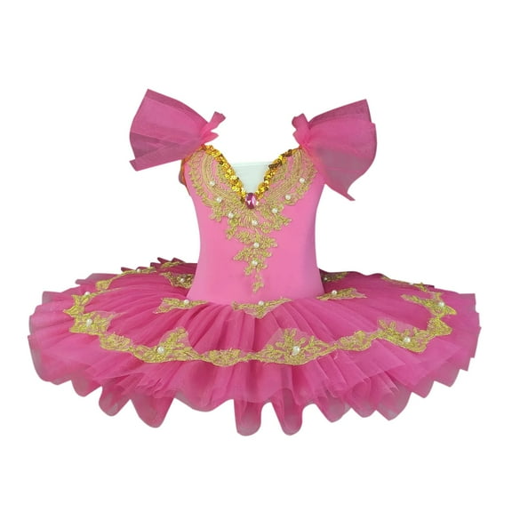 Lvshlubb Girl's Fly Sleeve Dress Fashion V Neck Sleeve Dance Dress Embroidery Tulle Dresses Kids Clthes Girls