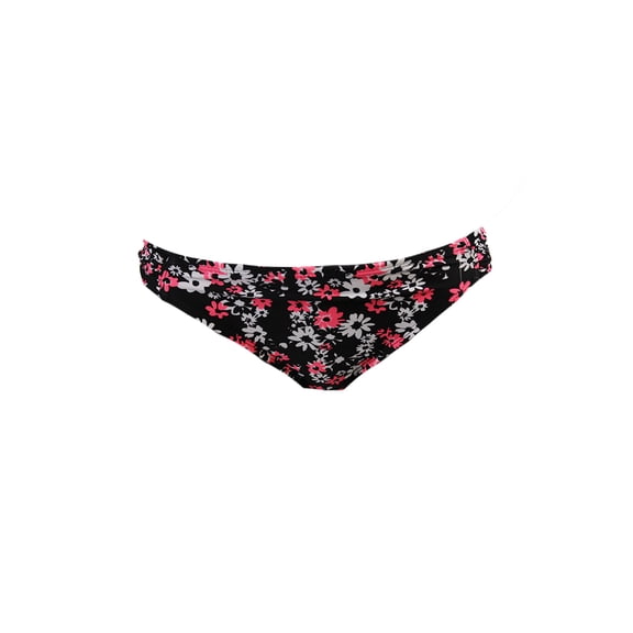 California Waves Black Floral Side-Tab Bikini Bottom  M