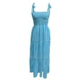 thumbnail image 2 of Sun Dresses Women Summer Casual Sleeveless Shoulder Straps Bowknot Smocked Beach Maxi Dress Boho Floral Flowy Dress, 2 of 7