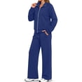 thumbnail image 3 of Fantaslook Two Piece Sets for Women Fall Outfits Lapel Long Sleeve Zipper Sweatshirts and Wide Leg Pants Lounge Tracksuits Sets, 3 of 9