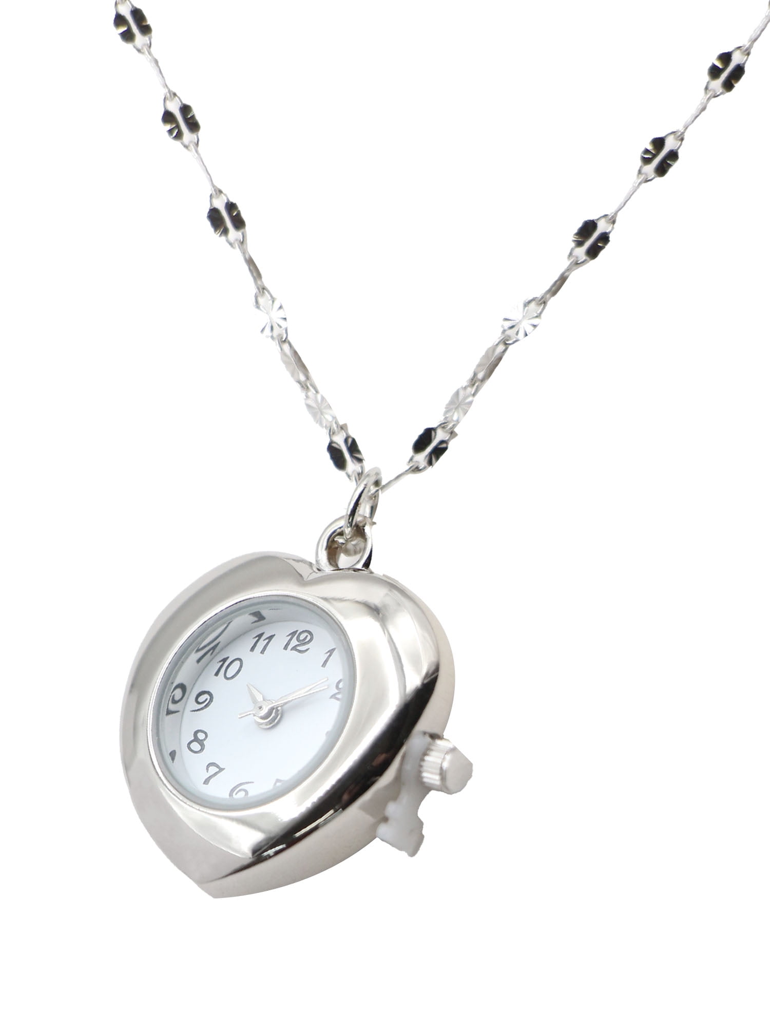 No Boundaries Adult Female Silvertone Heart Shaped Pendant Watch .