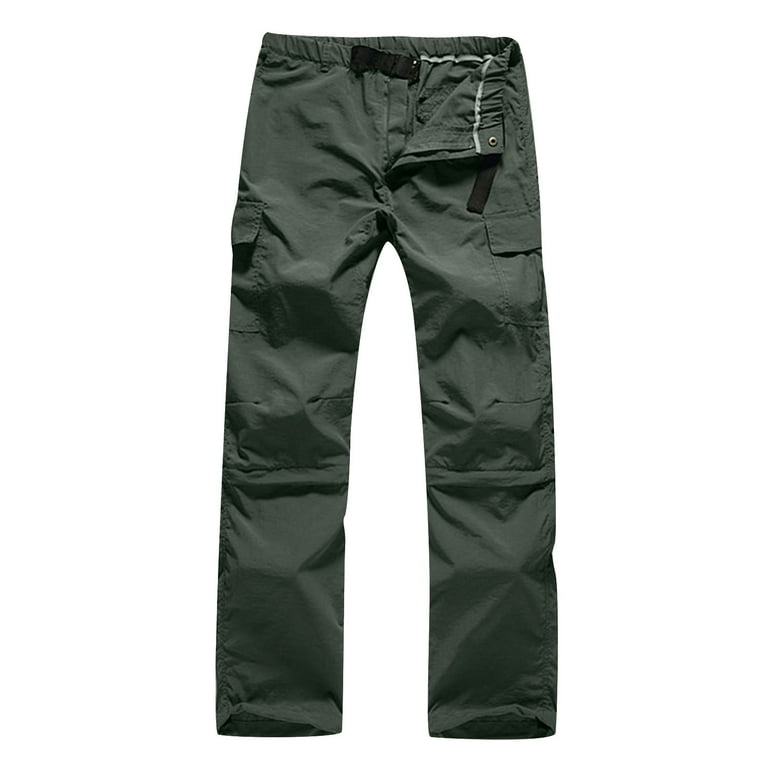 XFLWAM Mens Hiking Convertible Pants Outdoor Waterproof Quick Dry Zip Off  Lightweight Fishing Pants Army Green XXL