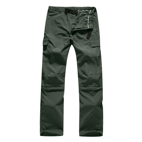 QTBIUQ Pantalon pour Hommes à Boutons et Fermeture Éclair à Multiples Poches à Séchage Rapide Pantalon Détachable en Deux Sections Anti-Soleil à Séchage Rapide