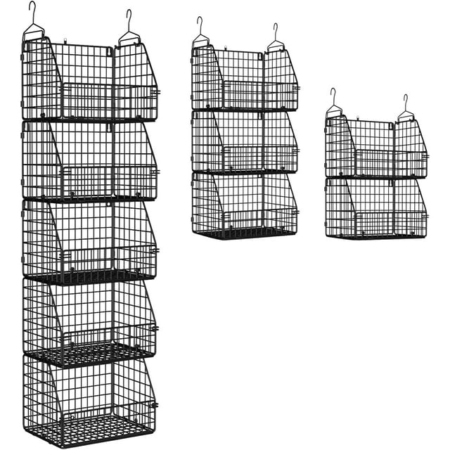 Paniers Empilables en Fil Métallique pour Rangement de Garde-Robe de Cuisine et de Garde-Manger, Organisateurs Suspendus pour Garde-Robe, Étagères de Rangement, Organisation Murale, Bacs Paniers en Métal, Organisateur pour Vêtements, Légumes et Fruits