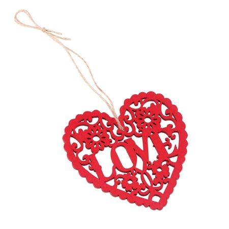

10 Pcs Heart Wooden Decoration Crafts Hanging Pendant Ornament Cutout Red Love Heart Slices Discs for Wedding Valentine s Day DIY