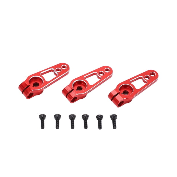 Juego de 3 brazos servo de dirección de 25 dientes para coche de control remoto a escala 1/10, aleación de aluminio, color rojo