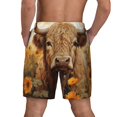 thumbnail image 2 of Lsque Mens Swim Trunks Vintage Sunflower Cow Pattern - Bathing Suit Compression Liner - Beach Swim Shorts Swimwear - (S-3XL) - Stretch Quick Dry -Small, 2 of 9