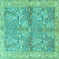 thumbnail image 1 of Ahgly Company Machine Washable Indoor Square Animal Turquoise Blue Traditional Area Rugs, 4' Square, 1 of 4