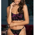 thumbnail image 2 of Pour Moi Icon Non-Padded Underwire Longline Bra (29515),34F,Black/Fuchsia, 2 of 5