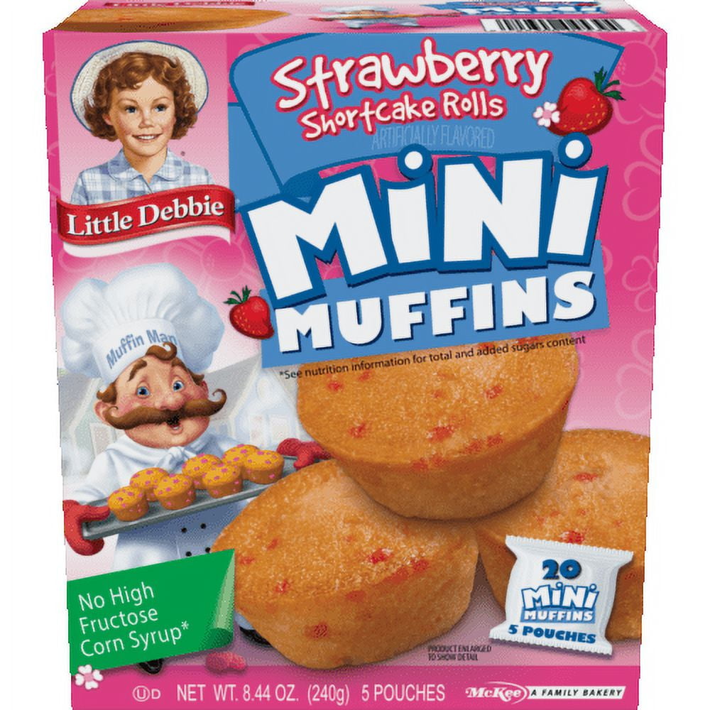 Little Debbie Strawberry Shortcake Rolls Mini Muffins, 4 Boxes, 20 Travel Pouch