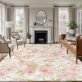 thumbnail image 2 of Spring Flowers Large Area Rugs 5x8 ft Retro Pink White Floral Texture Washable Rug Non Slip Indoor Carpet Absorbent Floor Mat for Living Room Bedroom Dining Room, 2 of 9
