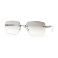 thumbnail image 4 of Luxury Rimless Rectangle Metal Pyramid Stud Jewel Arm Metal Rim Sunglasses Silver - Grey Mirror, 4 of 8