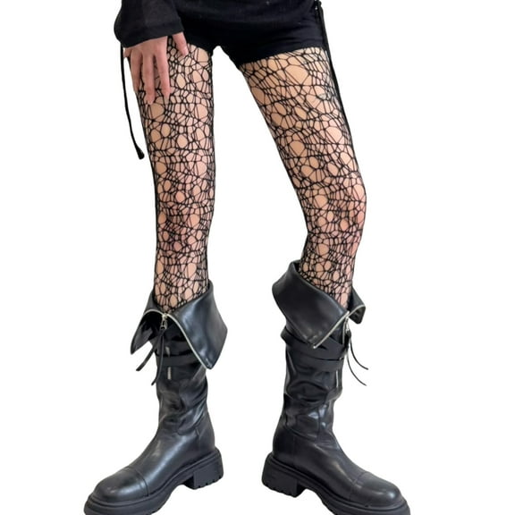 T-HOTLYST Women Lace Patterned Tights Fishnet Stockings Pantyhose Patterned Net Stockings Pantyhose for Raves Party Club Costumes
