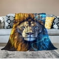 thumbnail image 2 of ARISTURING  Lion Blanket Gifts, Cool Fire and Ice Lightning Lion Throw Blanket, Lion Gifts for Men Women Teens Kids, Lion Gifts for Daughter Son Dad Brother,Unique Animal Print,Blue Black,, 2 of 6
