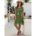 thumbnail image 5 of OYYN Dresses for Women Summer Casual Elegant Layered Chiffon Wedding Guests Midi Dress Short Sleeve Knee Length Cocktail Dresses, 5 of 6
