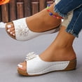 thumbnail image 7 of Slippers for Women,Stylish Opentoe Wedges With Leather Top And Flower Slippers Are Comfortable Shoes With Temperament,Womens Slippers,White,8.5, 7 of 7