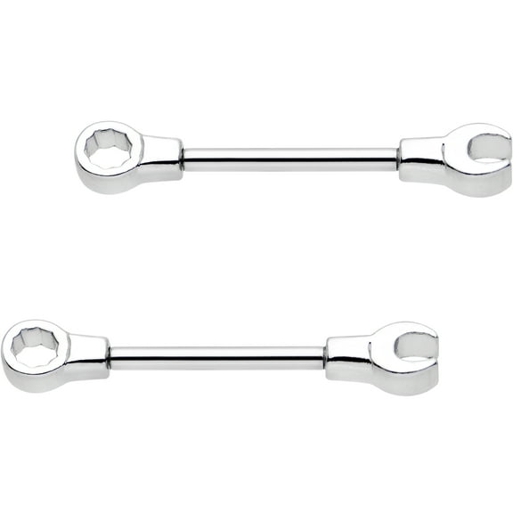 Body Candy Stainless Steel Combo Wrench Barbell Nipple Ring Set of 2 14 Gauge 13mm