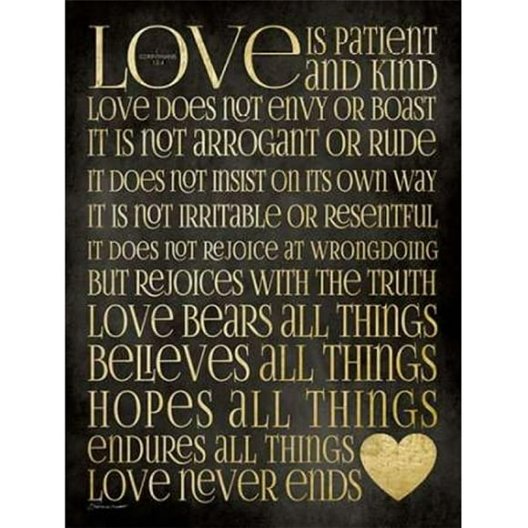 Stephanie Marrott Art PDXSM1602023SMALL Love Est une Affiche Patiente Imprimée par Stephanie Marrott&44; 9 x 12 - Petit
